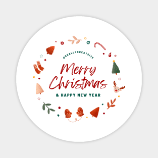 Merry Christmas & Happy new Year design Magnet